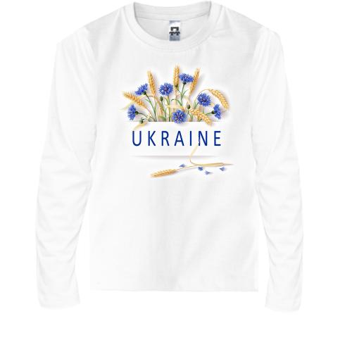 Детская футболка с длинным рукавом с цветами Ukraine