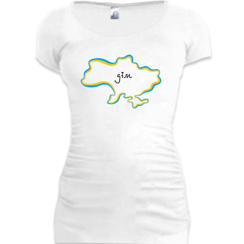 Подовжена футболка з мапою України - Дім