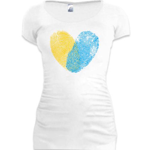 Туника желто-синими отпечатками в виде сердца