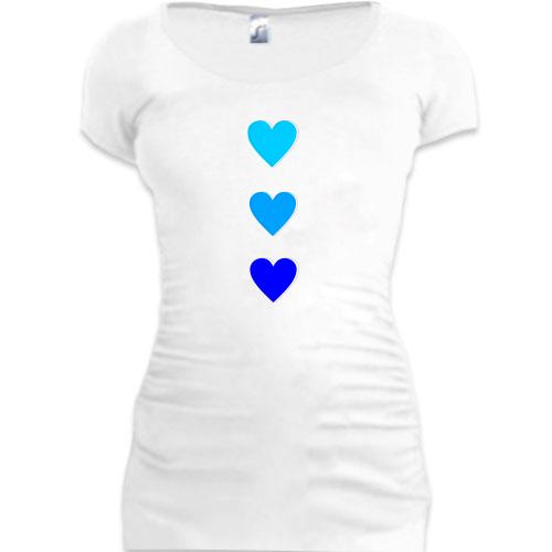 Подовжена футболка з блакитними серцями