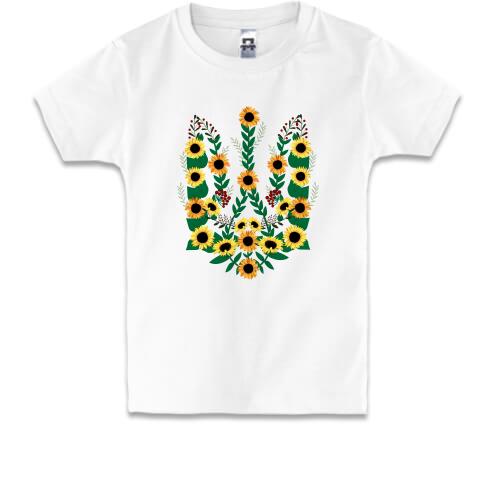 Дитяча футболка з гербом України з квітів соняшника