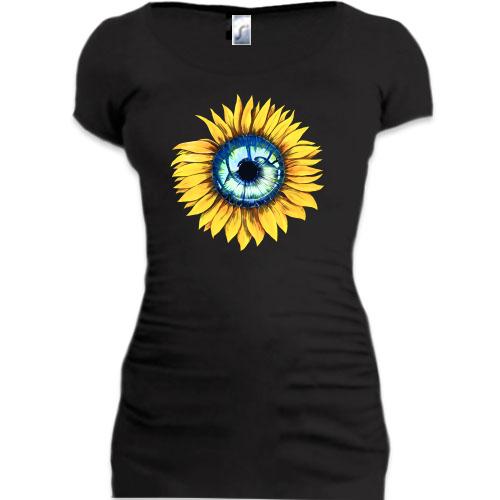 Подовжена футболка Соняшник з оком