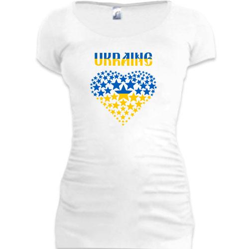 Подовжена футболка Ukraine (серце із зірок)