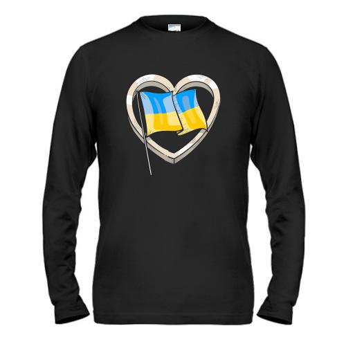Чоловічий лонгслів Прапор України у стилізованому серці