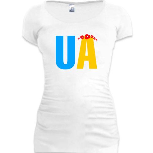 Подовжена футболка з написом UA з венком