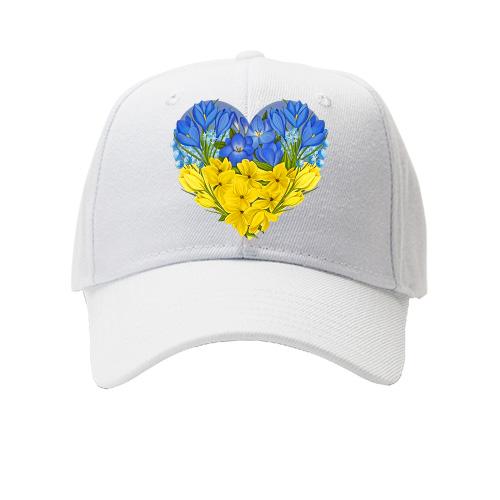 Кепка Серце із жовто-блакитних квітів