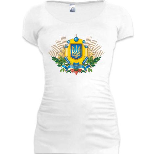 Женская удлиненная футболка Бог береже Україну