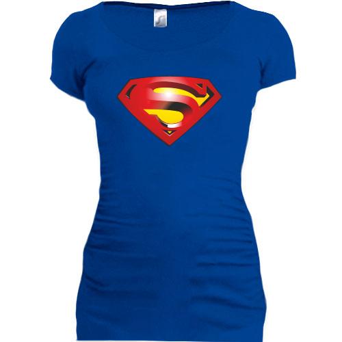 Женская удлиненная футболка с лого Супермэна