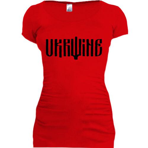 Подовжена футболка зі шрифтовим принтом Ukraine