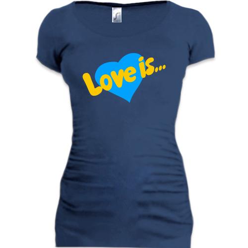 Подовжена футболка з Жовто-блакитною Love is.