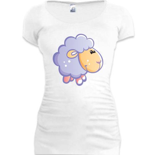 Женская удлиненная футболка с барашком