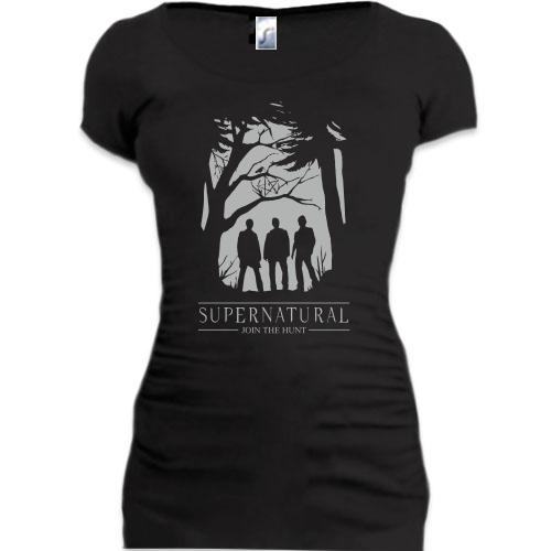 Женская удлиненная футболка Supernatural - join the hunt