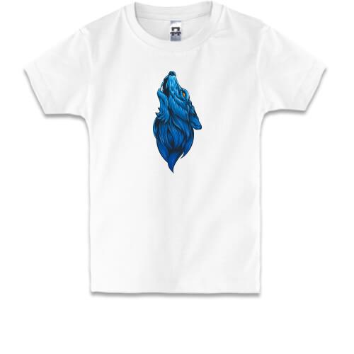 Детская футболка с голубым волком