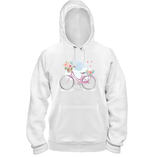 Толстовка с розовым велосипедом и цветами