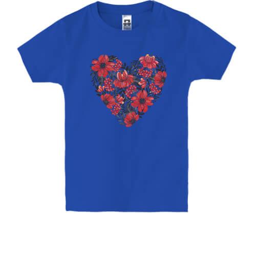 Дитяча футболка з петриківським розписом Серце