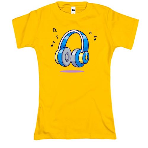 Футболка з жовто-блакитними навушниками