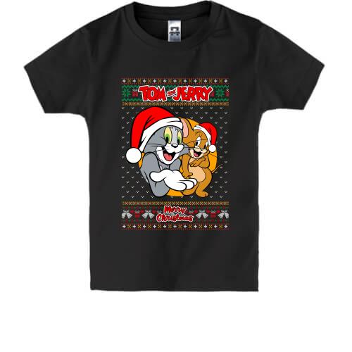 Детская футболка с Томом и Джерри Merry Christmas
