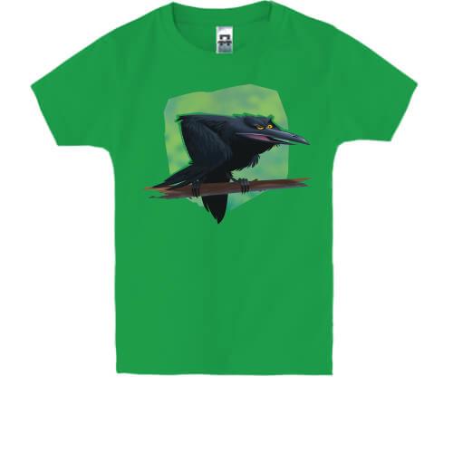 Детская футболка с черным вороном