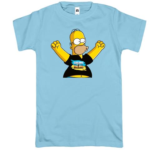 Футболка Гомер у патріотичній футболці