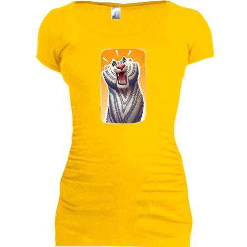 Подовжена футболка з мультяшним тигром