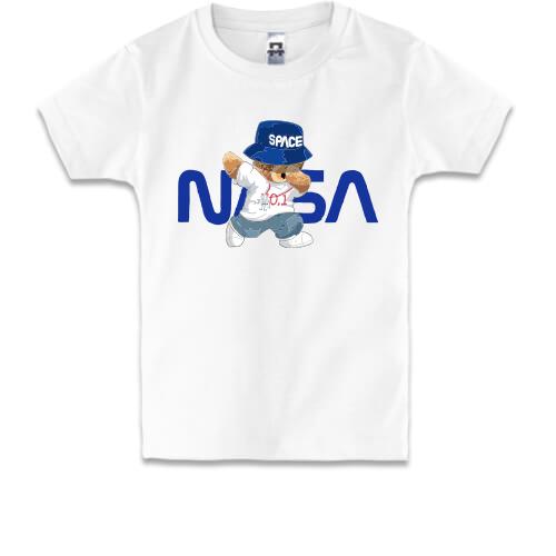 Детская футболка с медвеженком NASA