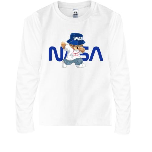 Детская футболка с длинным рукавом с медвеженком NASA