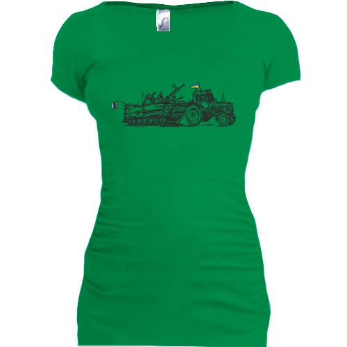 Подовжена футболка з принтом Тракторні війська