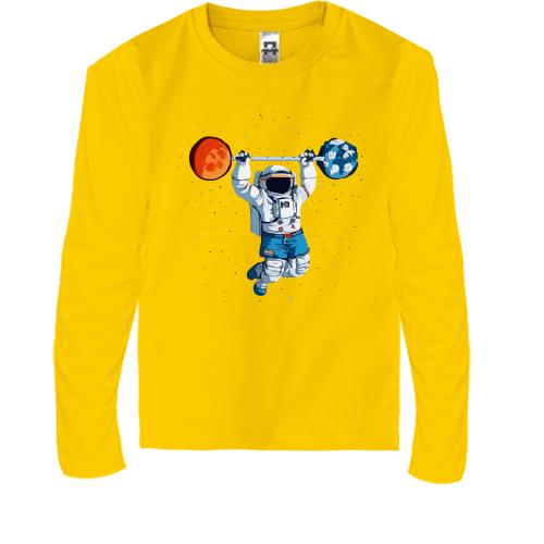 Детская футболка с длинным рукавом с космонавтом и планетами на 