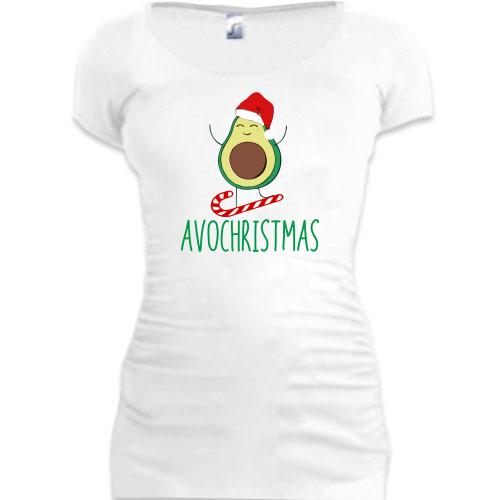 Подовжена футболка з різдвяним авакадо