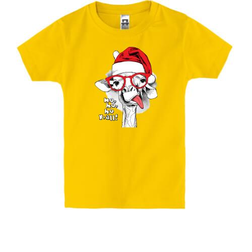 Детская футболка с рождественским жирафом