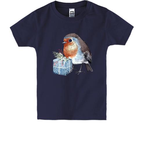 Детская футболка Птичка с подарком