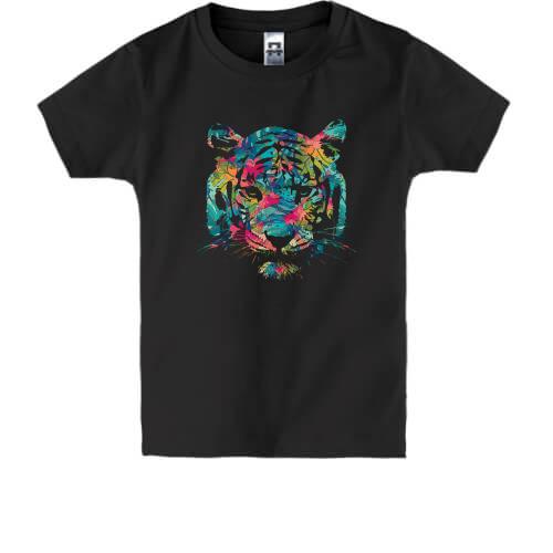 Дитяча футболка з різнокольоровою мордою тигра