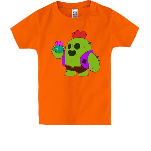 Детская футболка с кактусом Спайком (brawl stars)