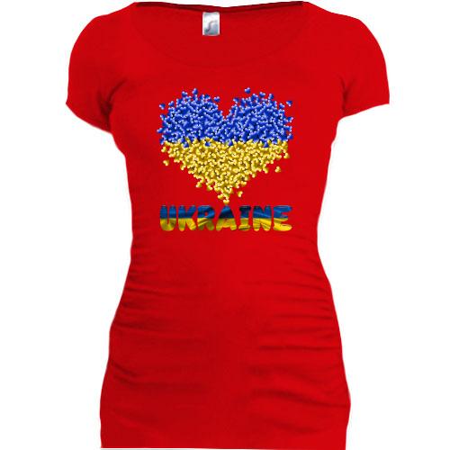 Подовжена футболка із сердечками Ukraine