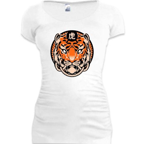 Подовжена футболка Тигр з ієрогліфом