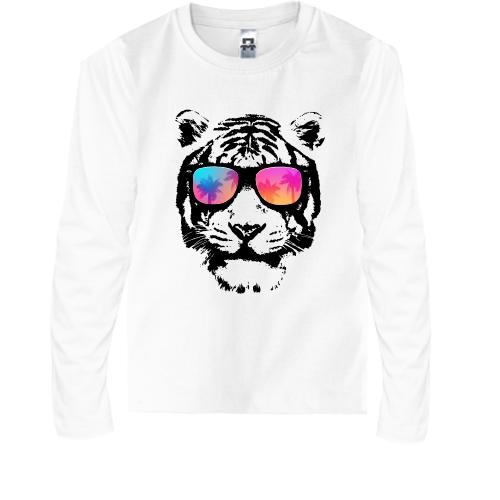 Детская футболка с длинным рукавом Тигр в очках