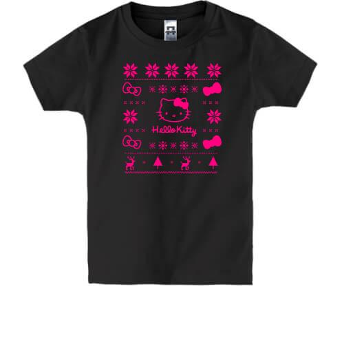 Детская футболка с новогодним принтом Hello Kitty