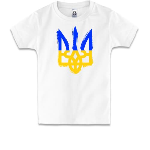 Детская футболка с тризубом в цвете украинского флага