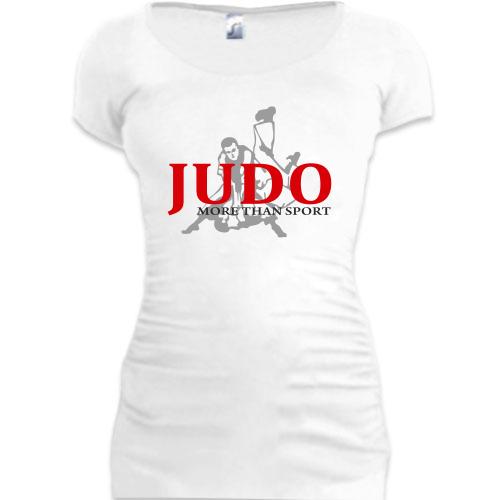 Женская удлиненная футболка Дзюдо с силуэтом борцов