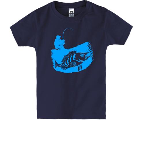 Детская футболка с рыбаком Подсекай