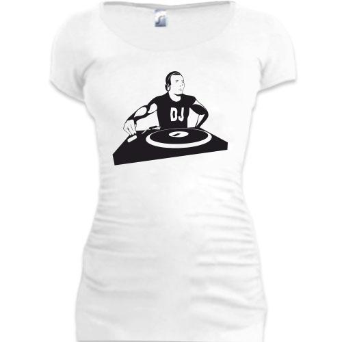 Женская удлиненная футболка DJ за пультом