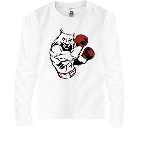 Детская футболка с длинным рукавом с тигром-боксёром