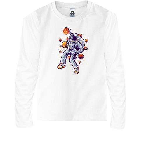 Детская футболка с длинным рукавом Космический баскетбол