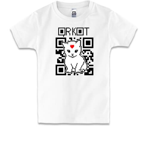 Детская футболка QR кот