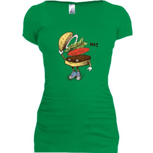 Подовжена футболка з гамбургером HI