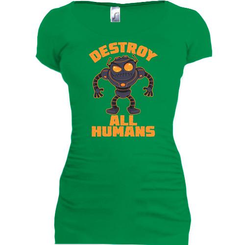 Подовжена футболка з роботом Destroy all humans