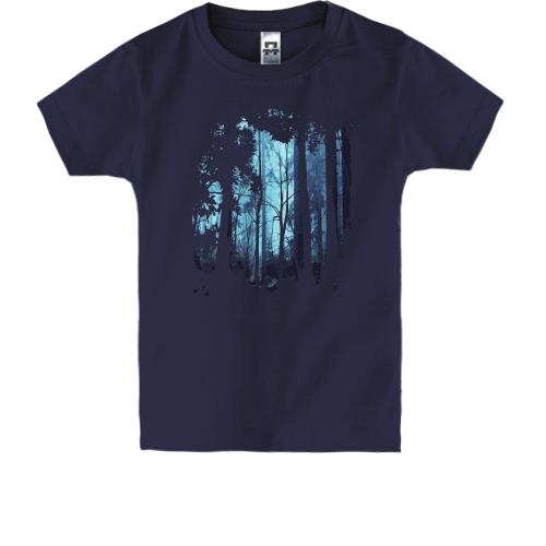 Детская футболка с изображением ночного леса