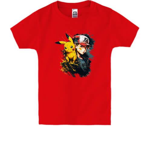 Детская футболка Ash ketchum and pikachu