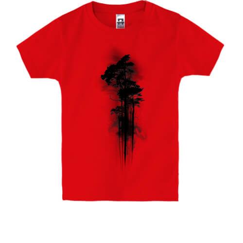 Детская футболка с мрачными деревьями