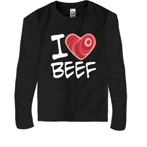 Детская футболка с длинным рукавом I love Beef
